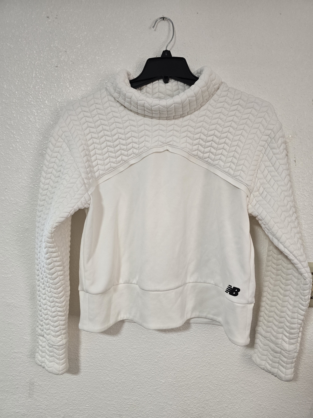 New Balance Cream Textured Funnel Neck Sweatshirt - Picture 2 of 9